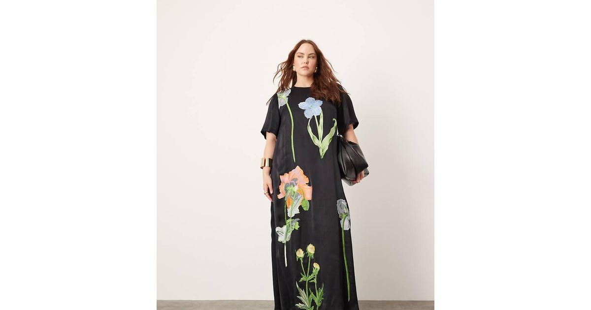 asos embroidered shirt dress Rent Asos Edition Floral Embroidered Organza Midi Dress In Steel Blue main image 1
