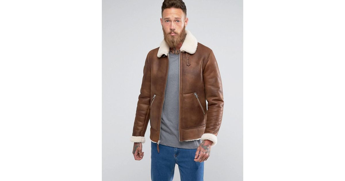 slim fit shearling jacket