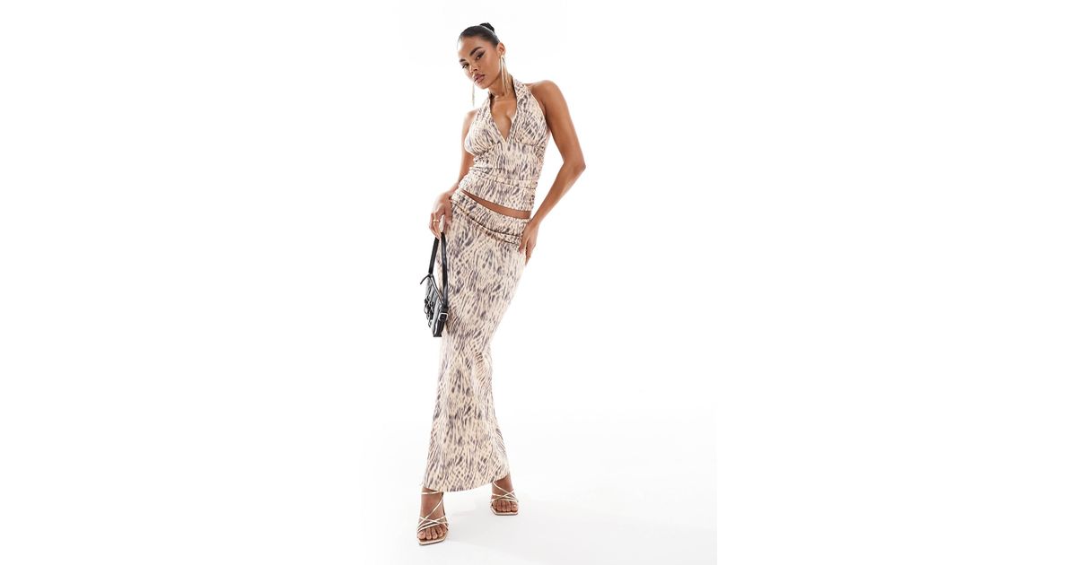 ASOS Low Rise Maxi Skirt Co Ord in White | Lyst