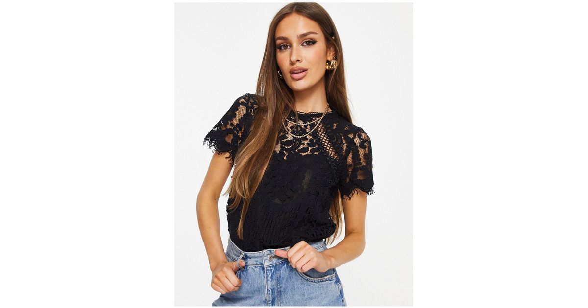 Lipsy Lace Top in Black