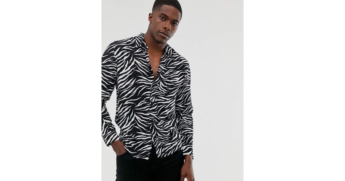 Brave Soul Zebra Overhemd Met Lange Mouwen in het Zwart voor heren | Lyst NL