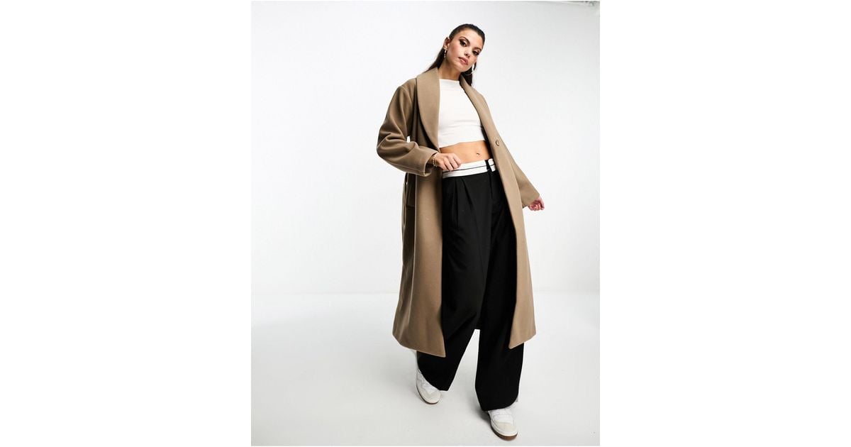 Manteau ceintur oversize taupe Monki en coloris Blanc Lyst