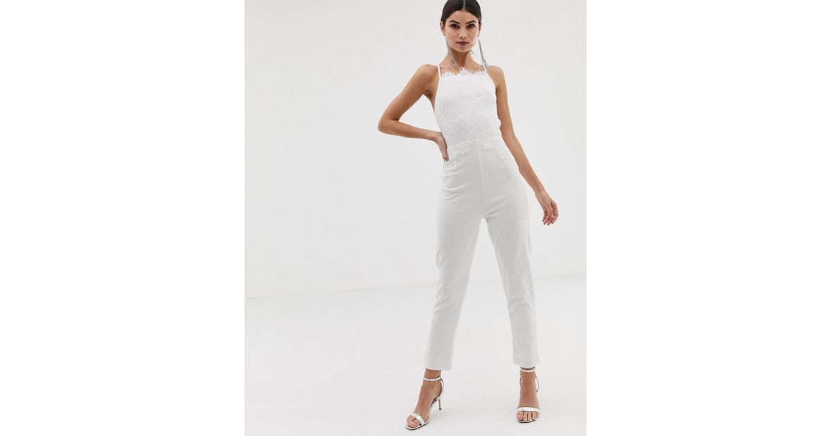 white jumpsuit lace top