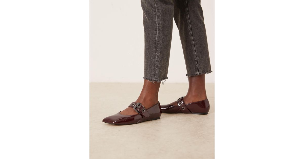 ASOS Lazarus Mary Jane Ballet Flats in Brown | Lyst