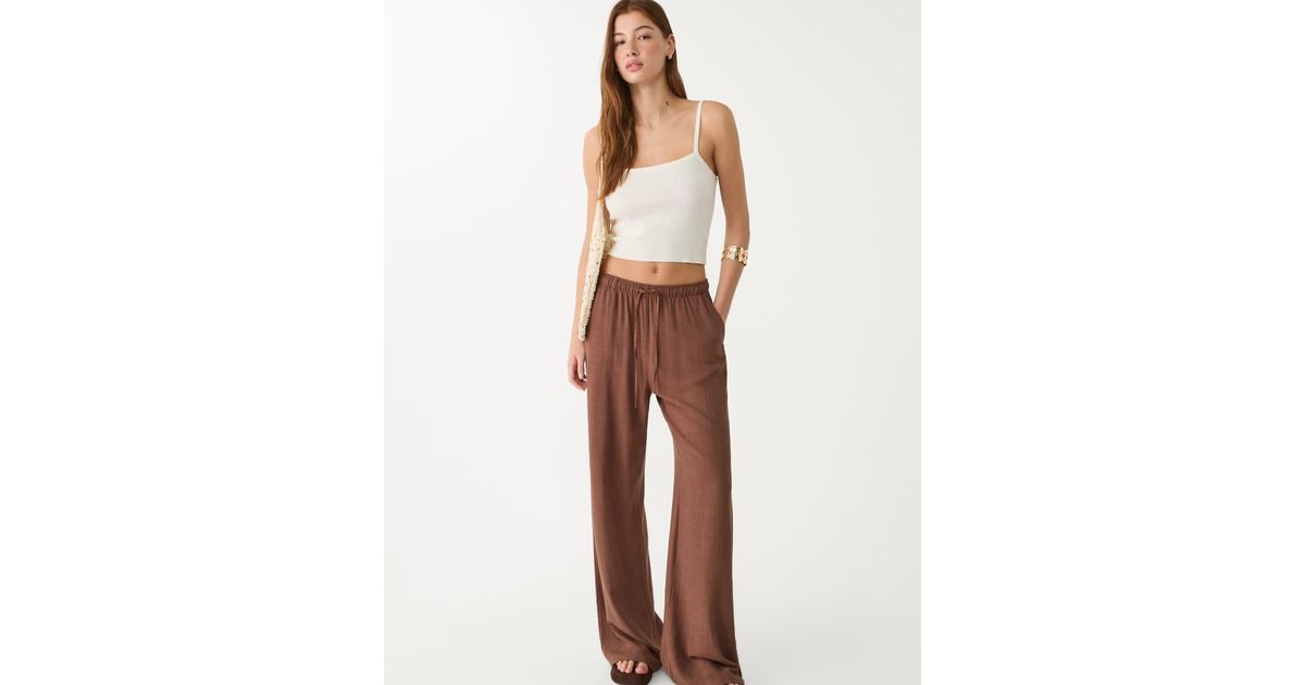 Stradivarius Linen Blend Trousers in White Lyst UK