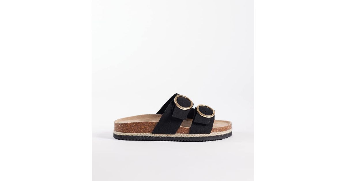 New Look Double Buckle Espadrille Sandal in Black | Lyst UK