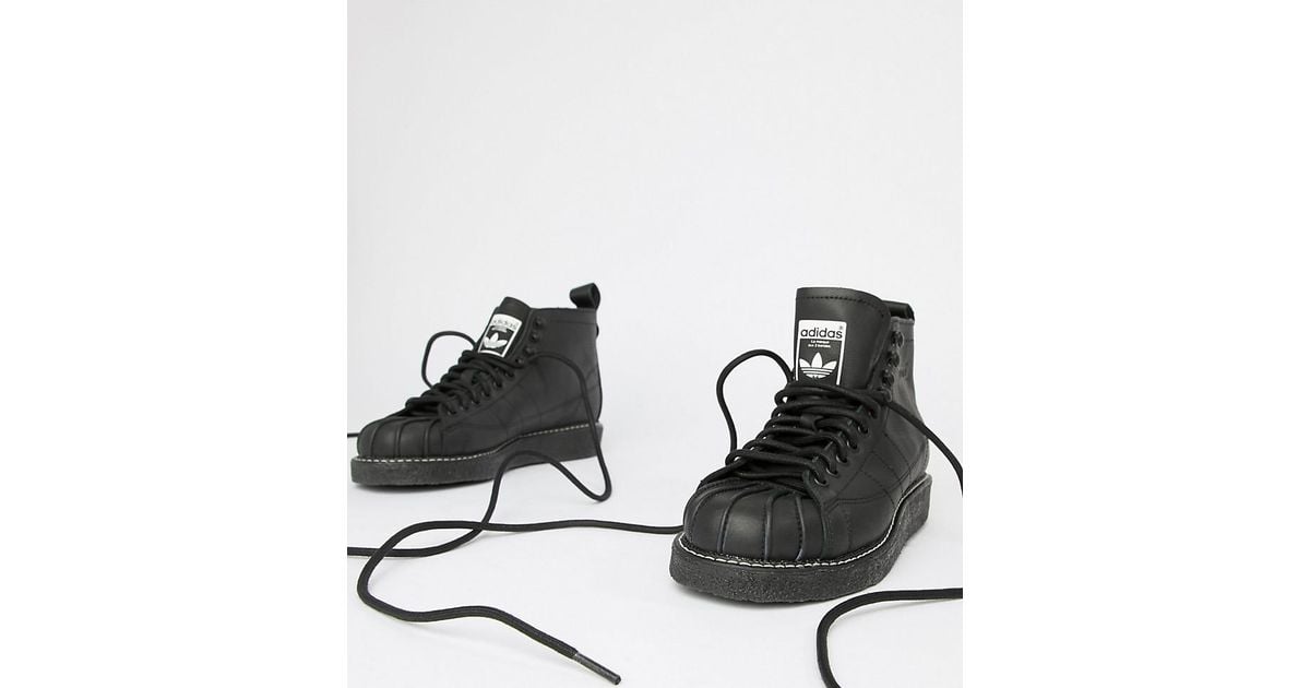 adidas Originals Superstar Boot Luxe Trainers in Black | Lyst