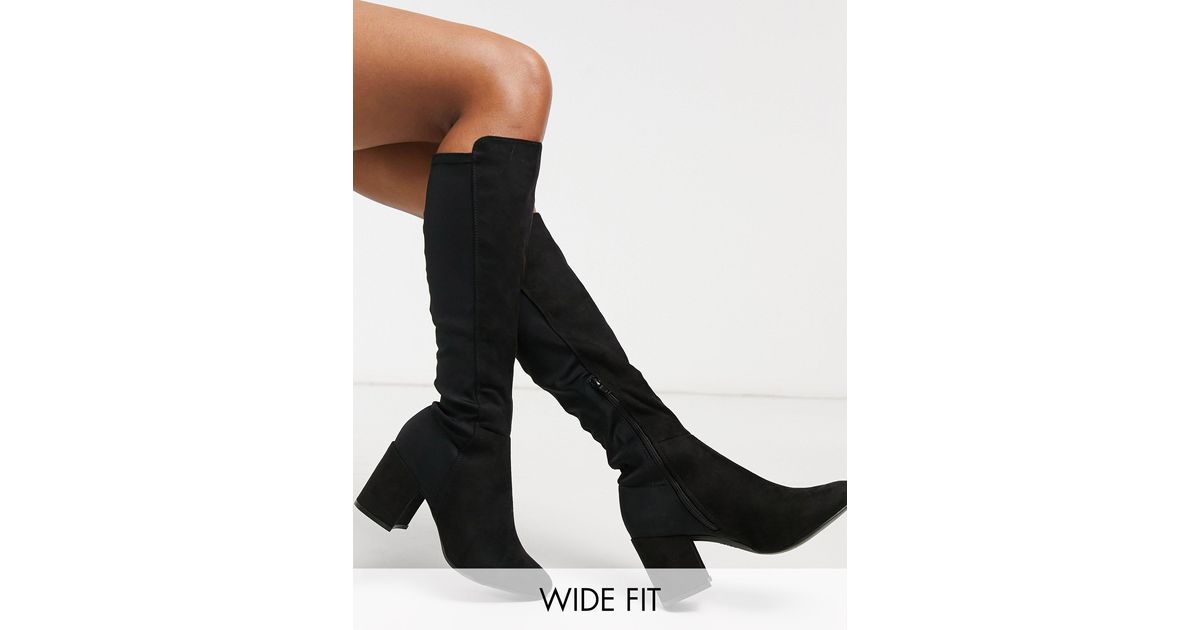 Botas negras por la rodilla con parte posterior superelástica y tacón New  Look de color Negro | Lyst