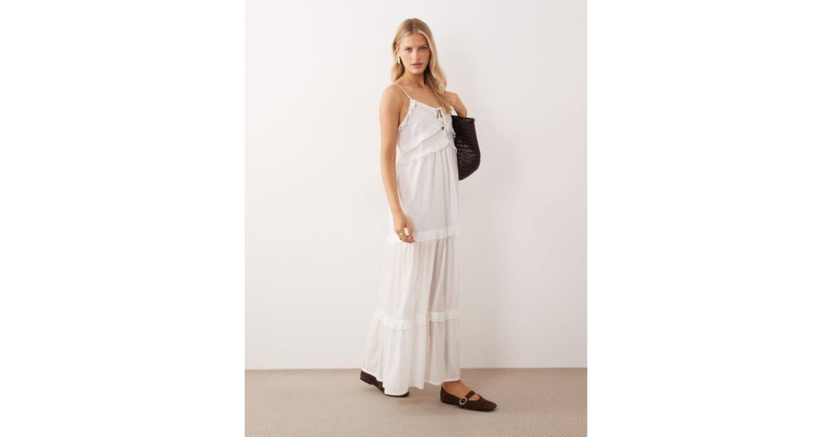 Iisla & Bird Maxi Ruffle Dress in Natural | Lyst