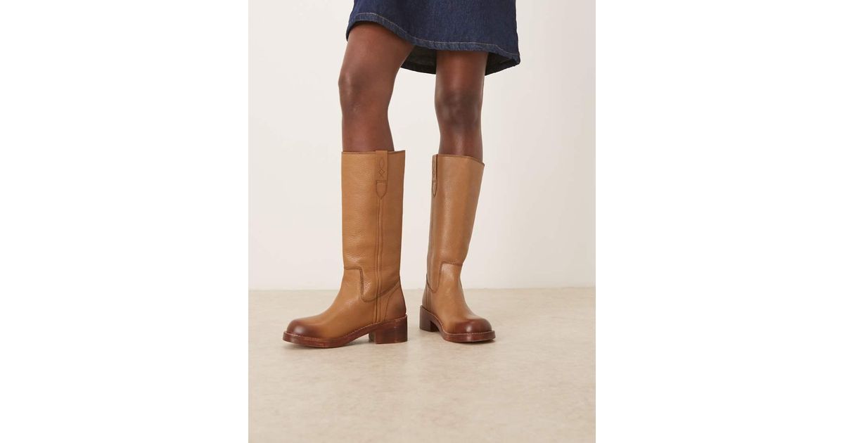 Free People Blaze Leather Pull-On Boots in Brown | Lyst UK