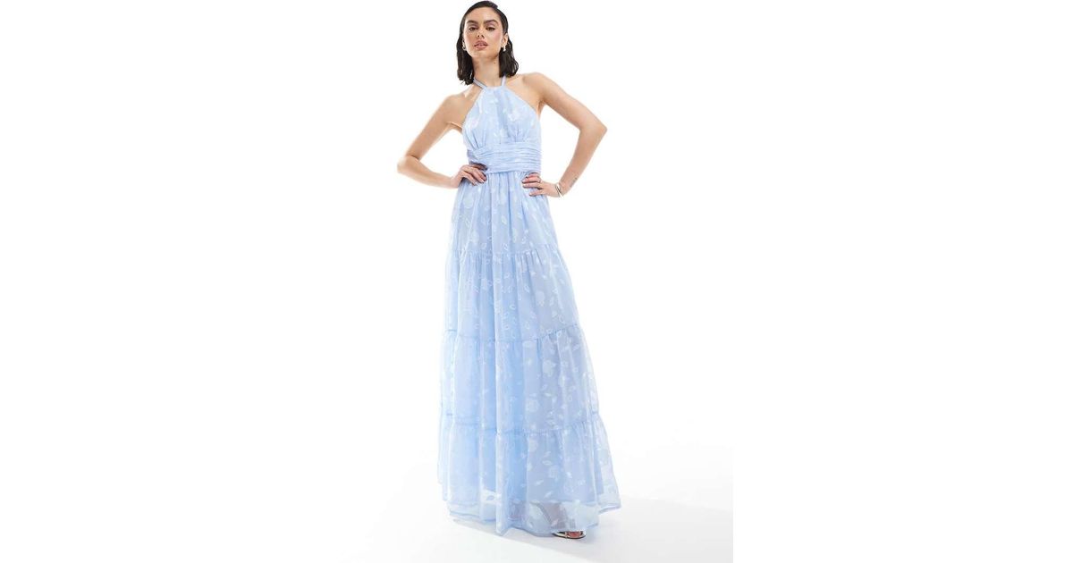 Maya Floral Self-Tie Halter Neck Maxi Dress in Blue Lyst UK