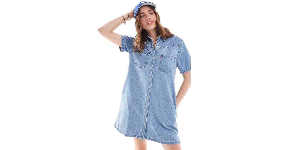 Levi's Louisa Short Sleeve Denim Shirt Dress in Blue Lyst UK