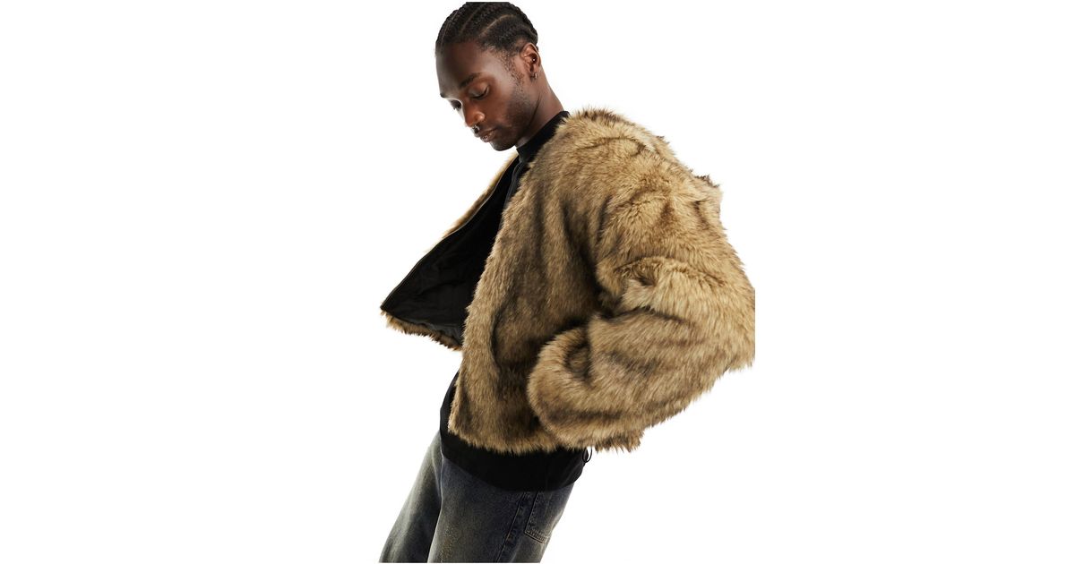 Oversized faux fur hooded jacket cheap
