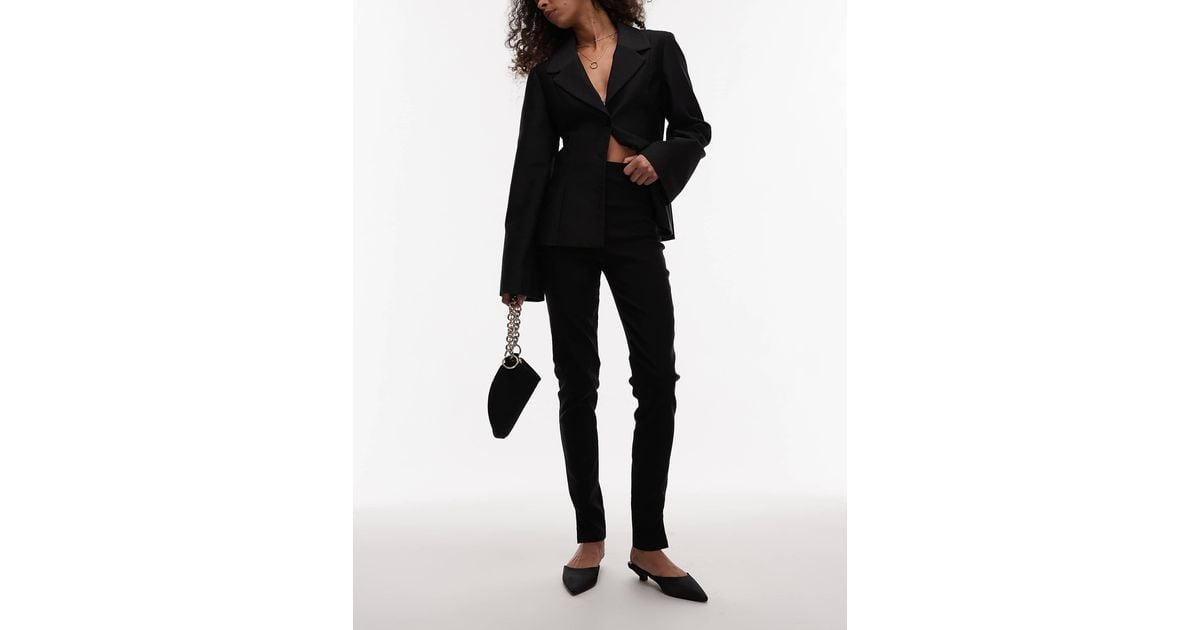 asos black cigarette trousers ASOS Bengaline Cigarette Trouser With Side Split Detail in Black