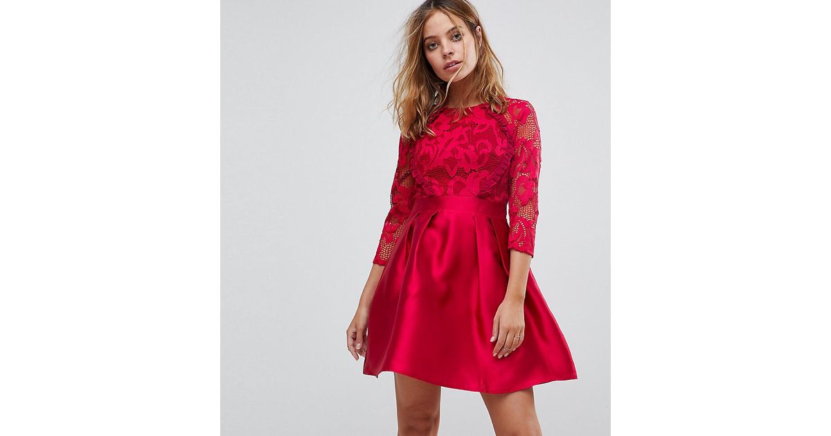 little mistress red lace dress