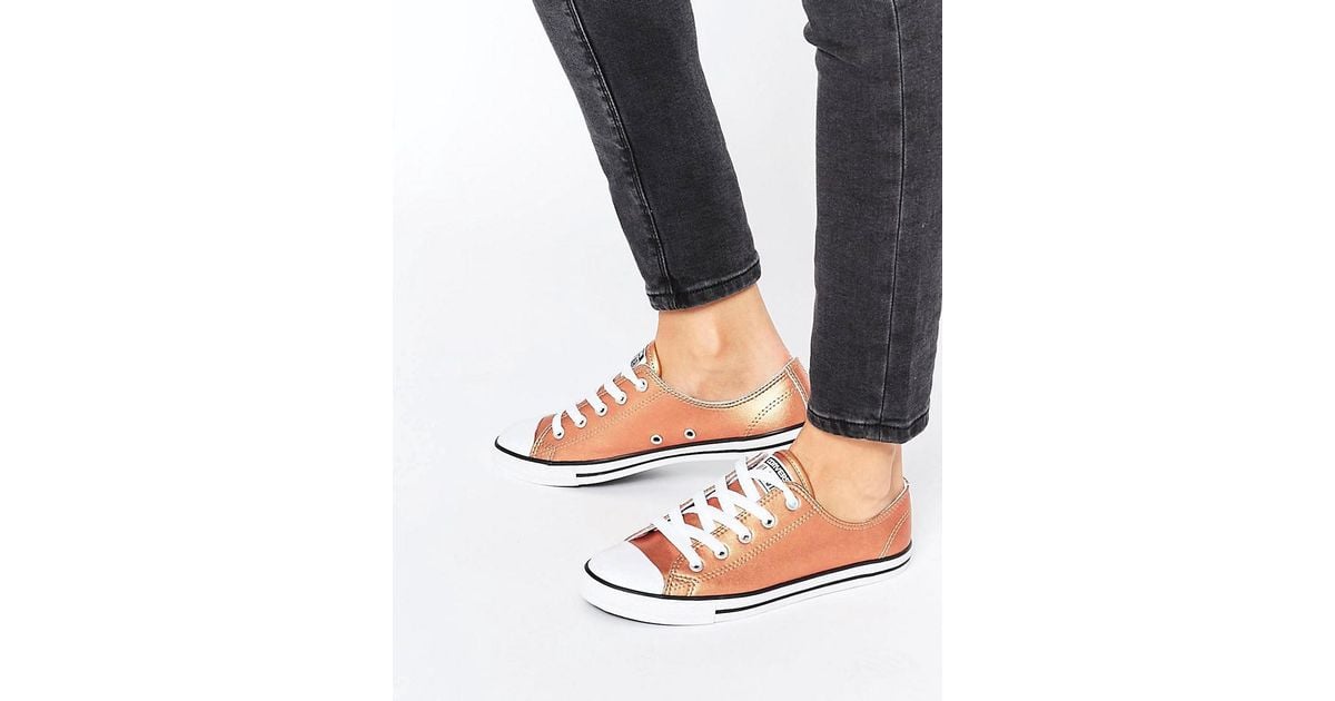 Converse All Star Dainty Rose Gold Metallic Trainers - Lyst