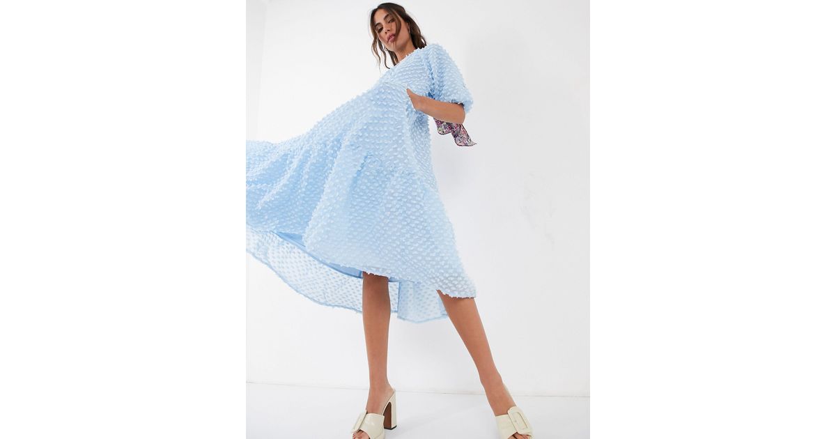 Sister Jane Oversized Smock Dress With Tiered Skirt in Blue | Lyst