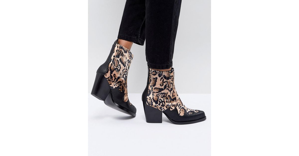 leopard print western ankle boots