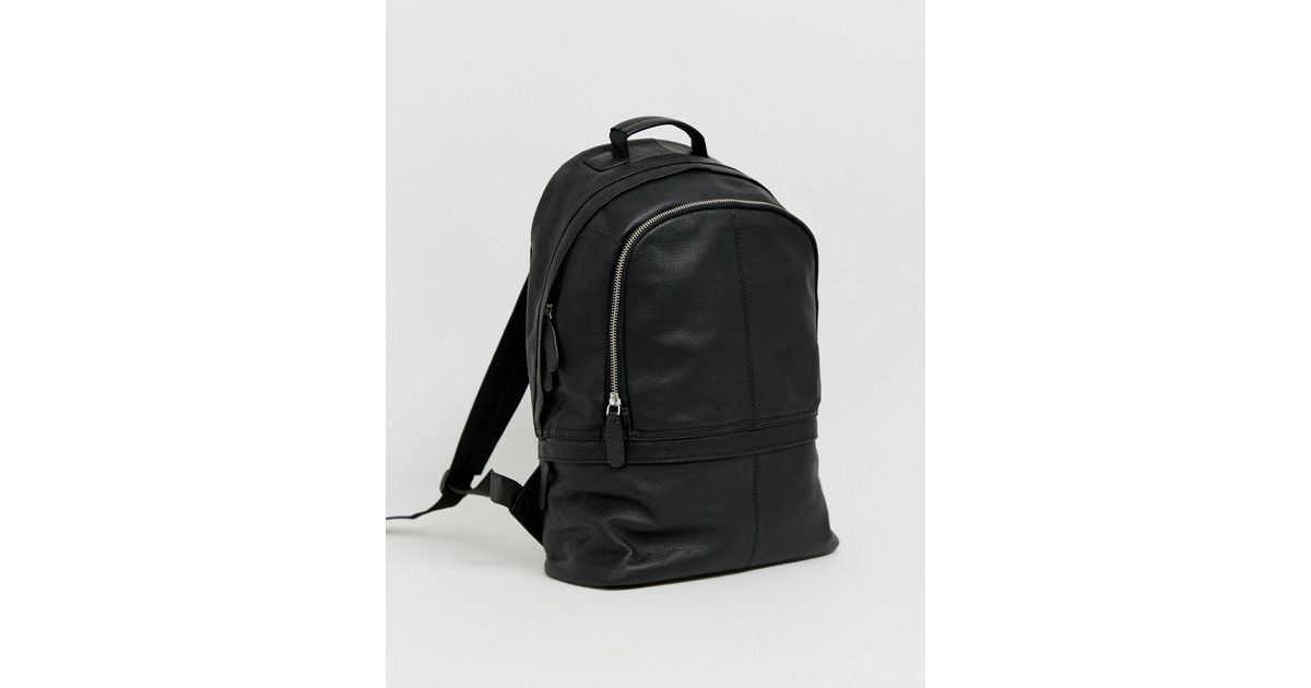 asos black leather backpack