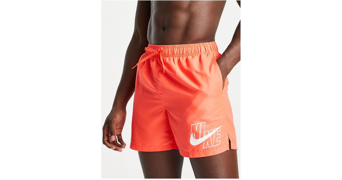 Nike Large Logo Swim Shorts in Red for Men - Lyst