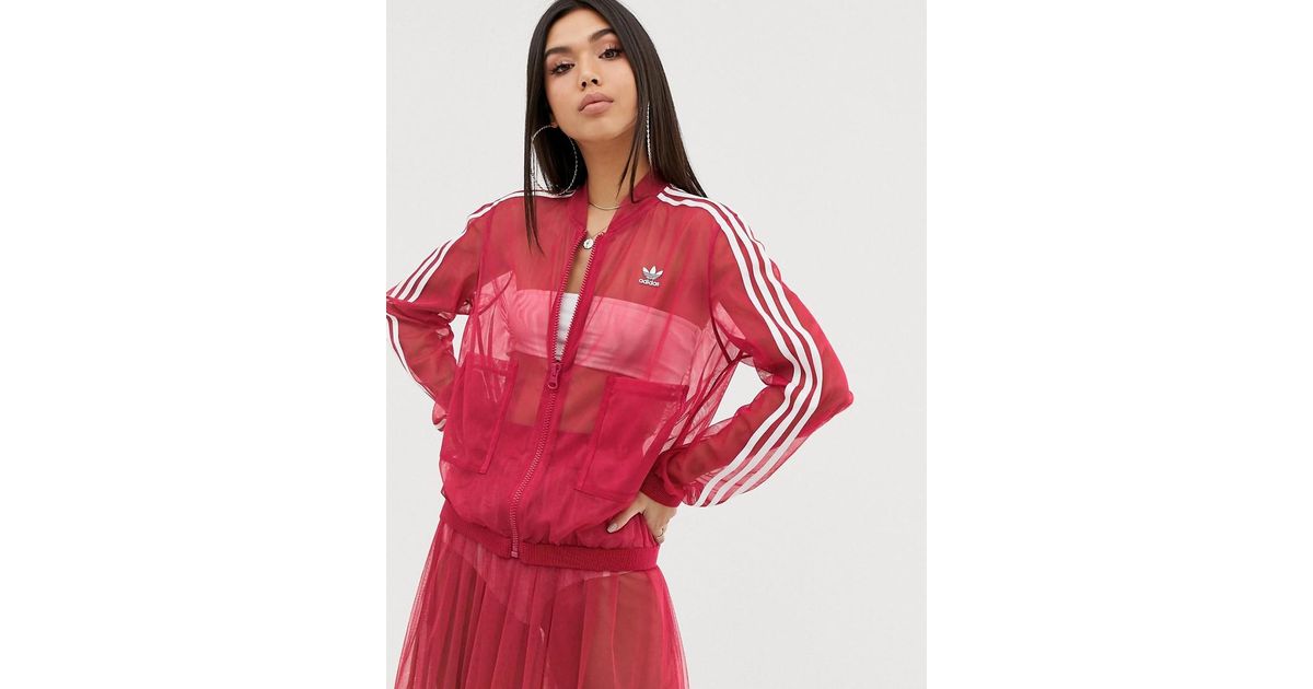 adidas Originals Sleek Mesh Tulle Track Jacket In Pink | Lyst