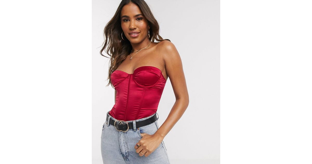 ASOS DESIGN Satin padded underwire corset with detachable straps
