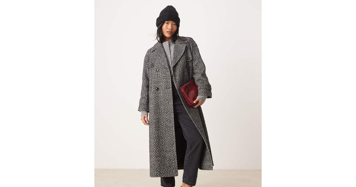 miss selfridge herringbone wrap coat