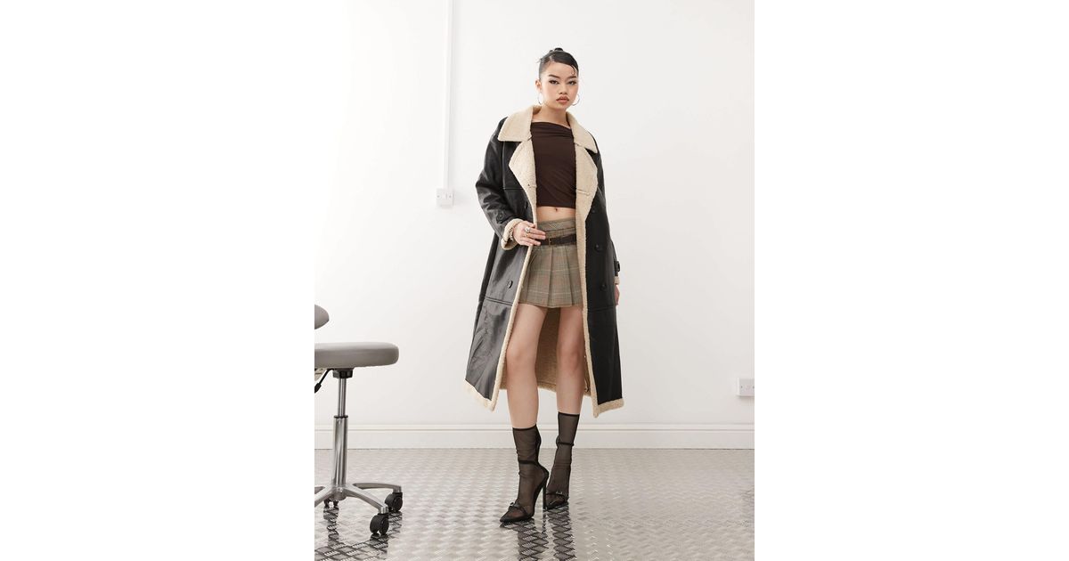 Bomber Jacket Brooklyn Faux Leather Longline Coat Burgundy