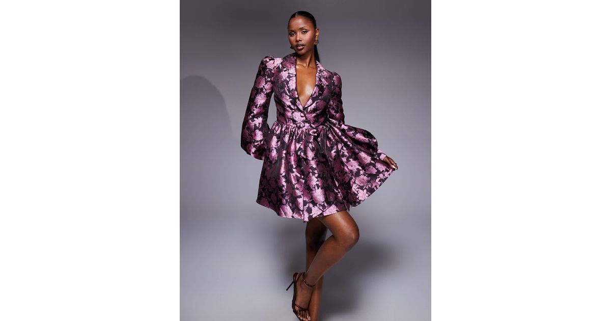 ASOS Jacquard Shirt Skater Dress in Purple | Lyst