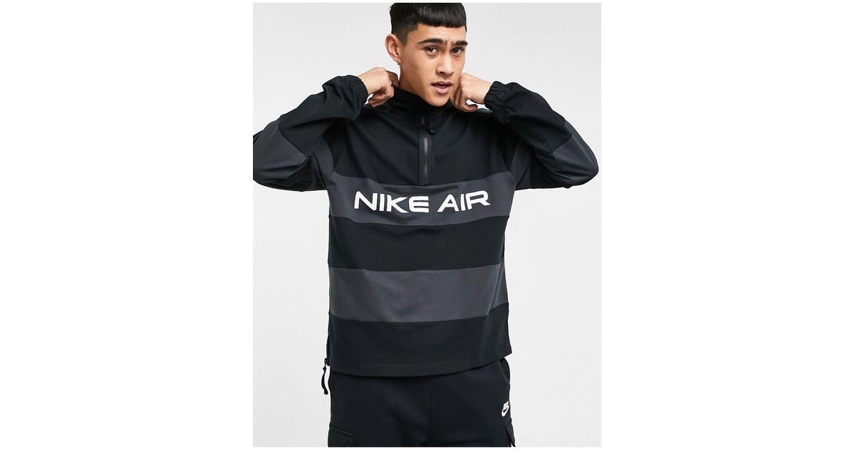 Air - Felpa nera a righe con zip corta da Uomo di Nike in Nero | Lyst