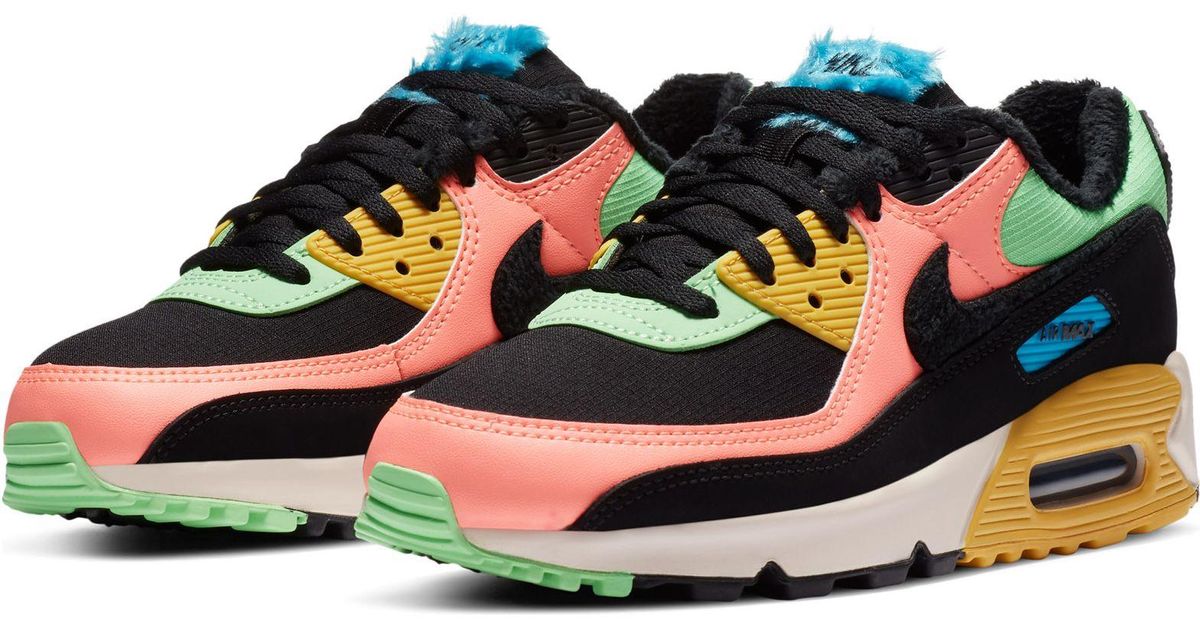 Air Max 90 - Baskets avec fausse fourrure - Noir et fluo Nike | Lyst