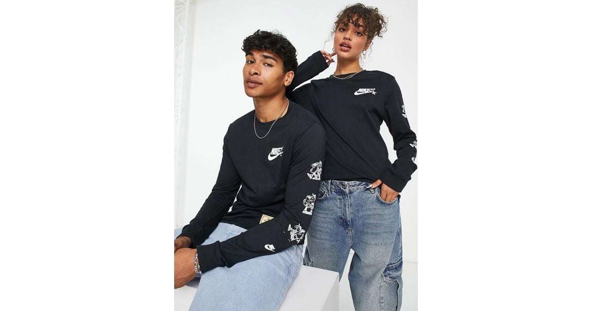 Nike 'sole Cafe Better Together' Long Sleeve Graphic Tshirt in Blue