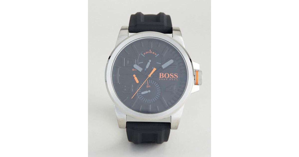 smerte kalligrafi venstre BOSS Orange By Hugo Boss Detroit Sport Rubber Watch In Black 1550006 for  Men - Lyst