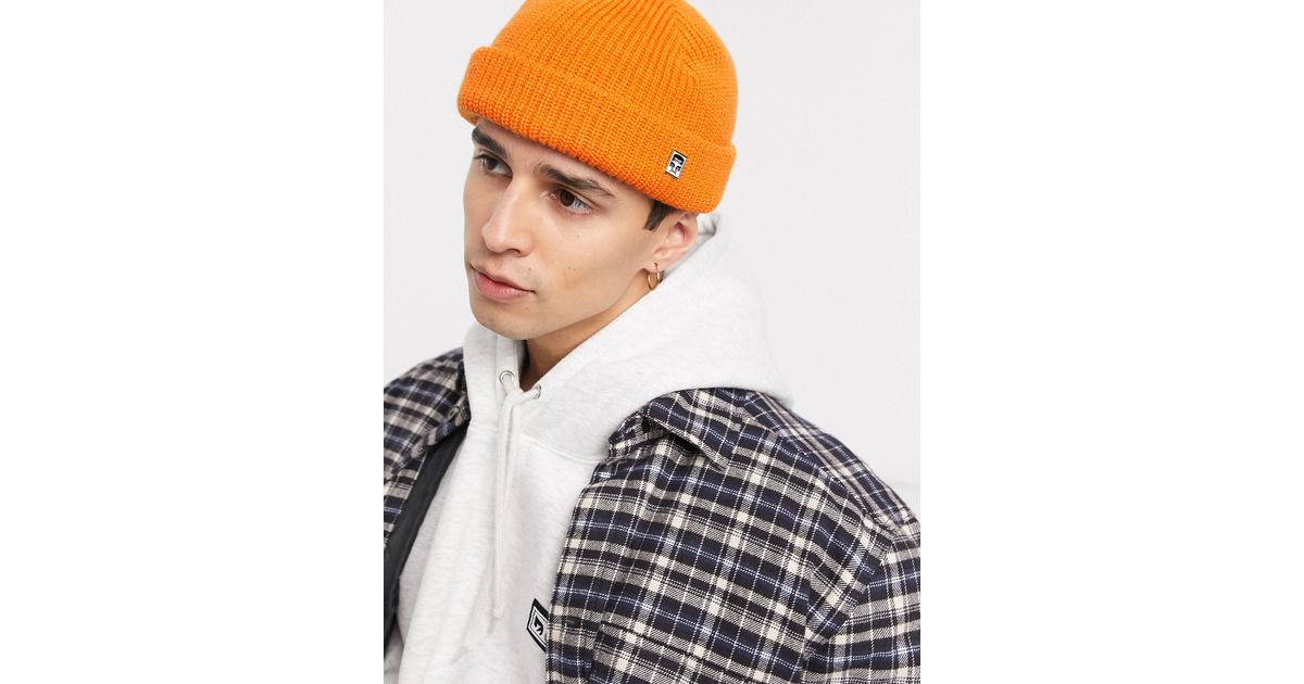 Obey Synthetic Micro Beanie in Orange 