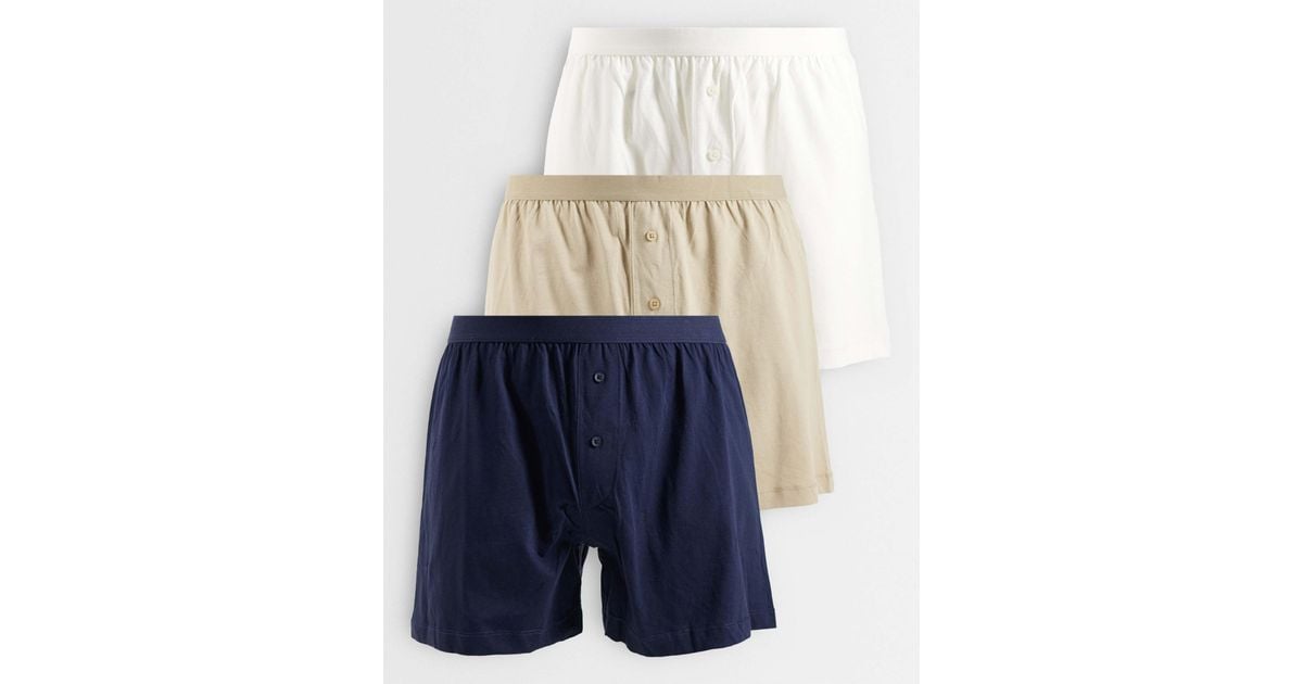 ASOS 3 Pack Boxers in Blue for Men | Lyst