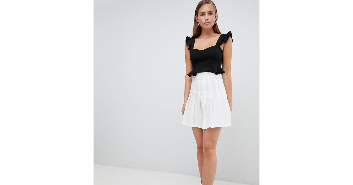 PrettyLittleThing Pleated Mini Skirt in White | Lyst