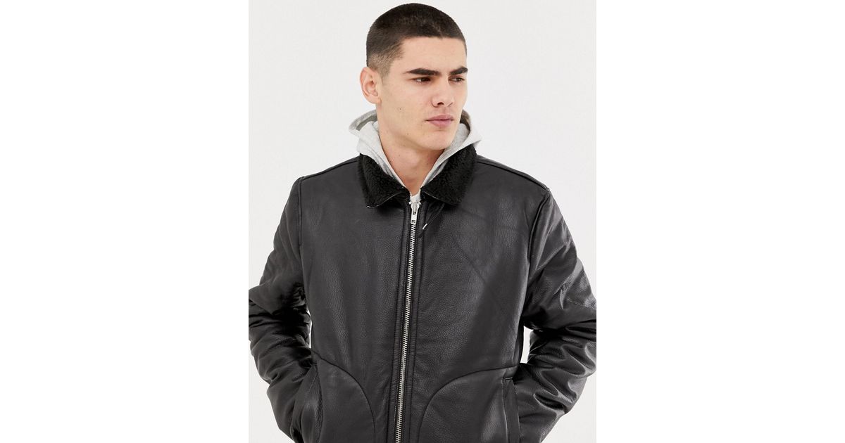 bellfield leather aviator jacket