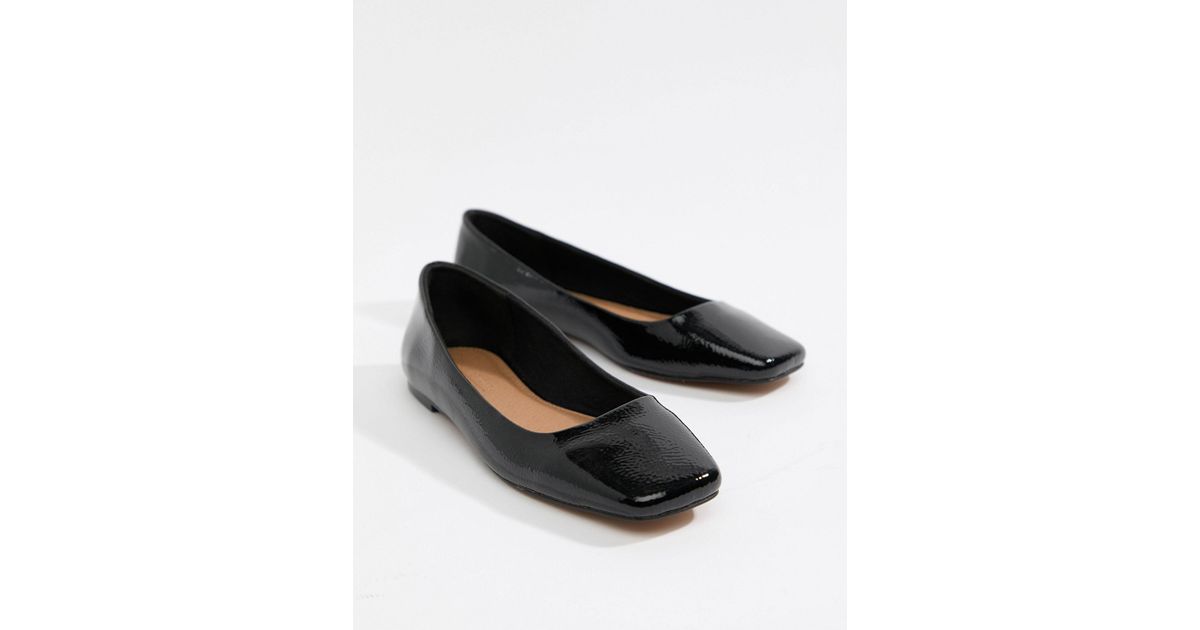 ASOS Denim Leaf Square Toe Ballet Flats in Black Lyst