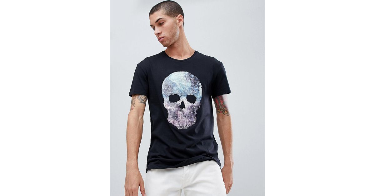 Jack & Jones Denim Originals T-shirt With Reversible Sequin Skull in Black  for Men | Lyst