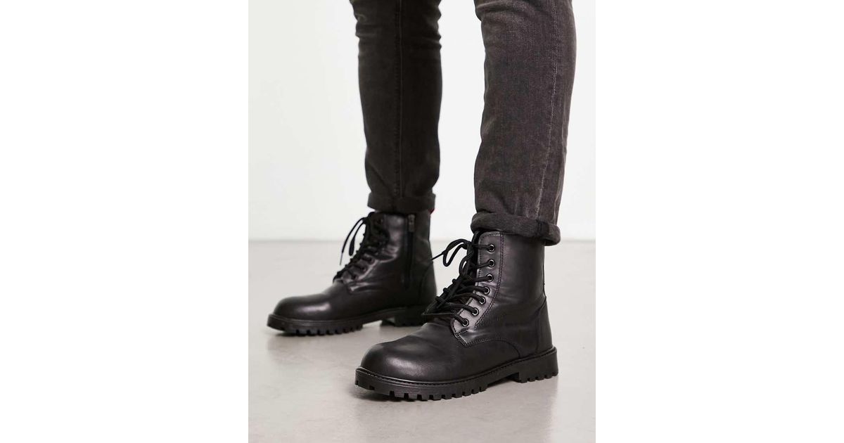 Bolongaro Trevor minimal lace-up boots in black faux leather size 12 Buffalo - Braver Lace Up Vegan Nappa Black - Girl Shoes  main image 2