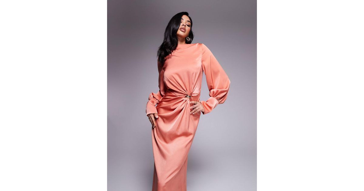 Robe De Soirée Cachet Violette - Taille 16 - Manches Bonnet - Devant Torsadé Mousseline - Neuf Sans Étiquettes