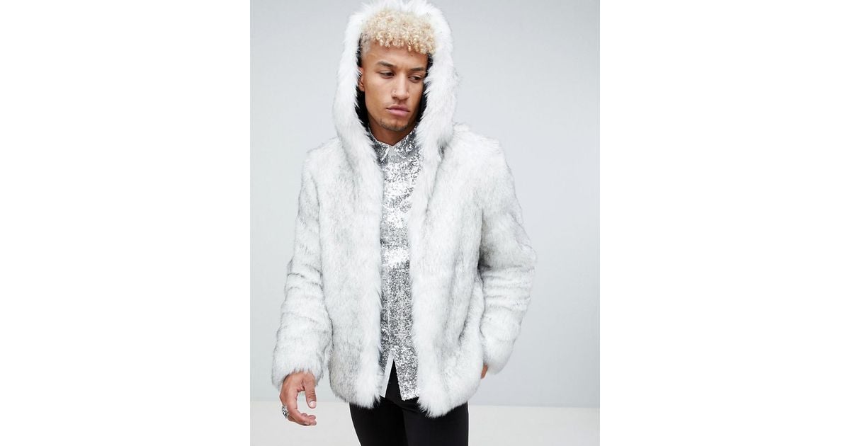 white bomber jacket with fur hood