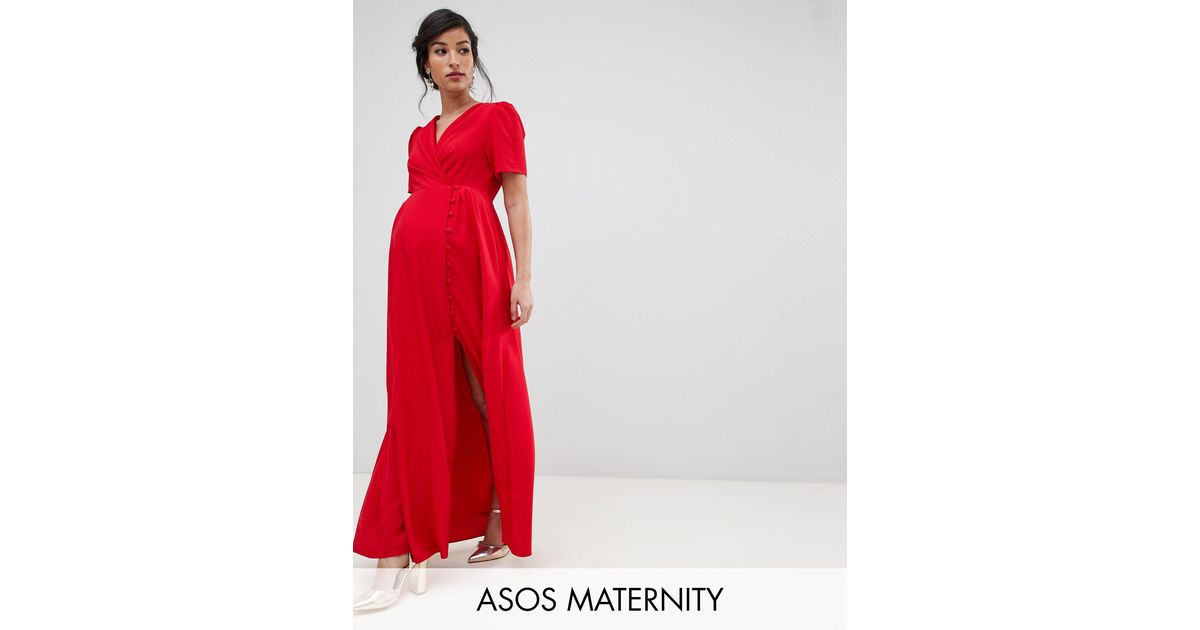 red maxi tea dress