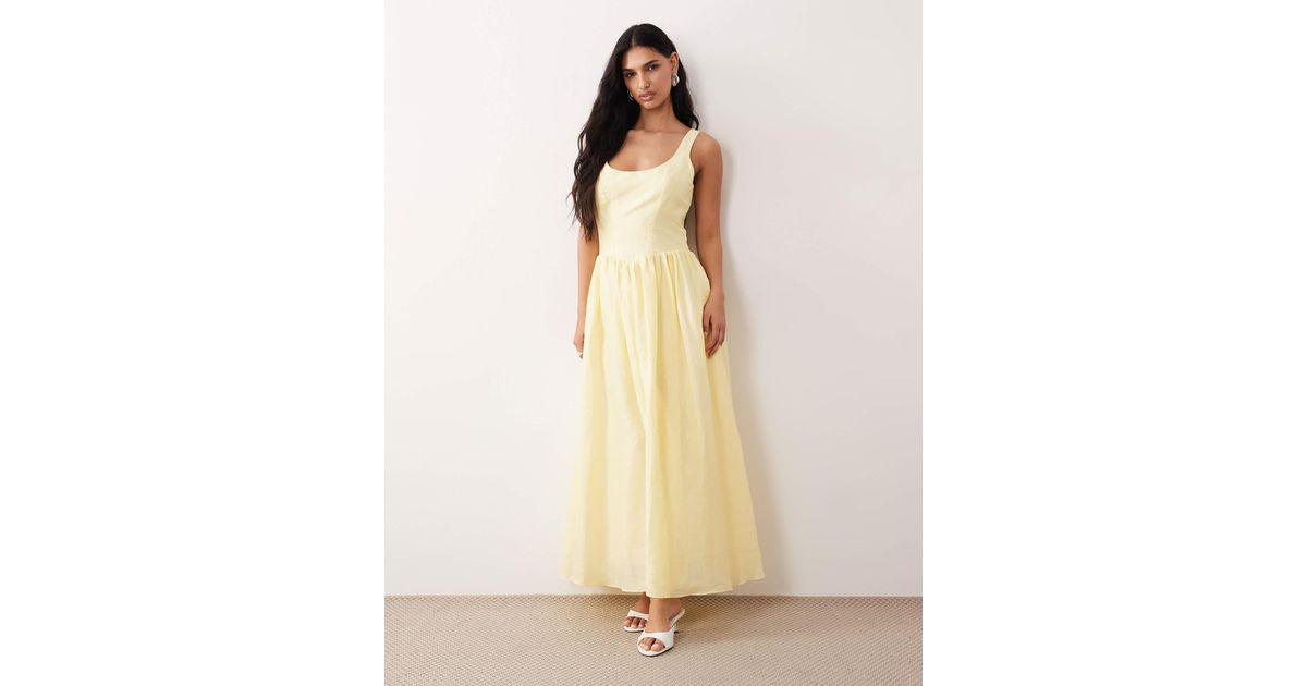 Bardot Lawrence Cotton Scoop Neck Corset Detail Maxi Dress In Natural bardot-lawrence-cotton-scoop-neck-corset-detail-maxi-dress-in-natural