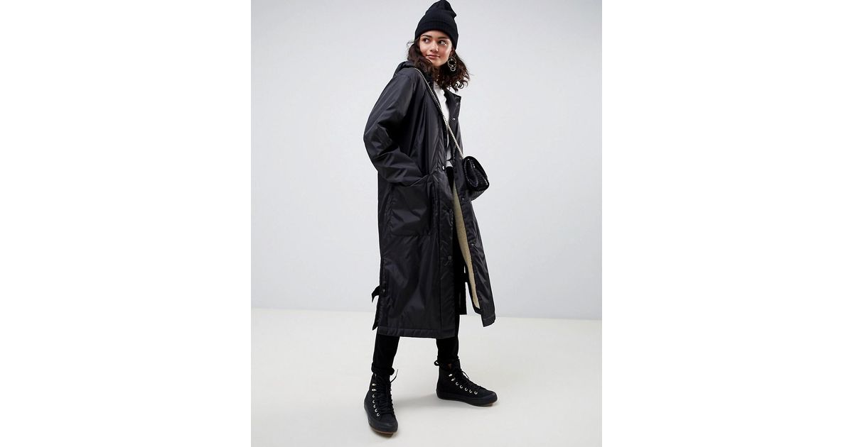 asos design maxi borg lined rainwear