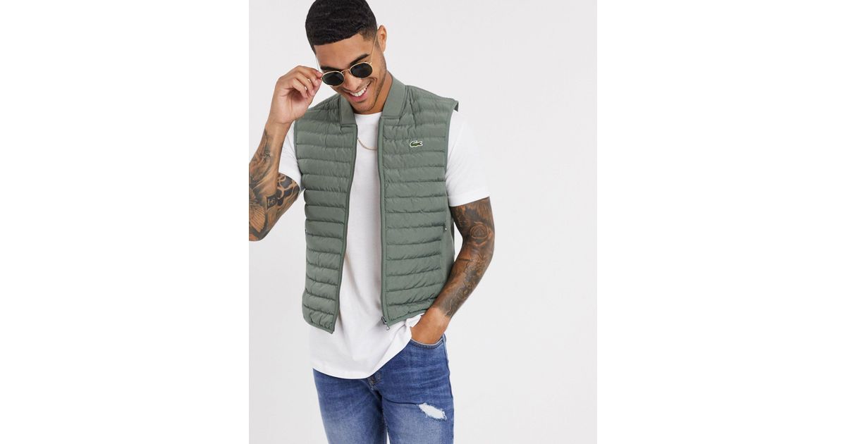 Lacoste Quilted Gilet Jacket in Green 