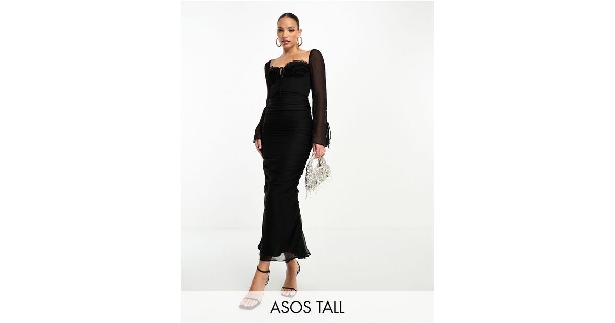 Asos design tall robe mi-longue tendance folk avec corset volanté