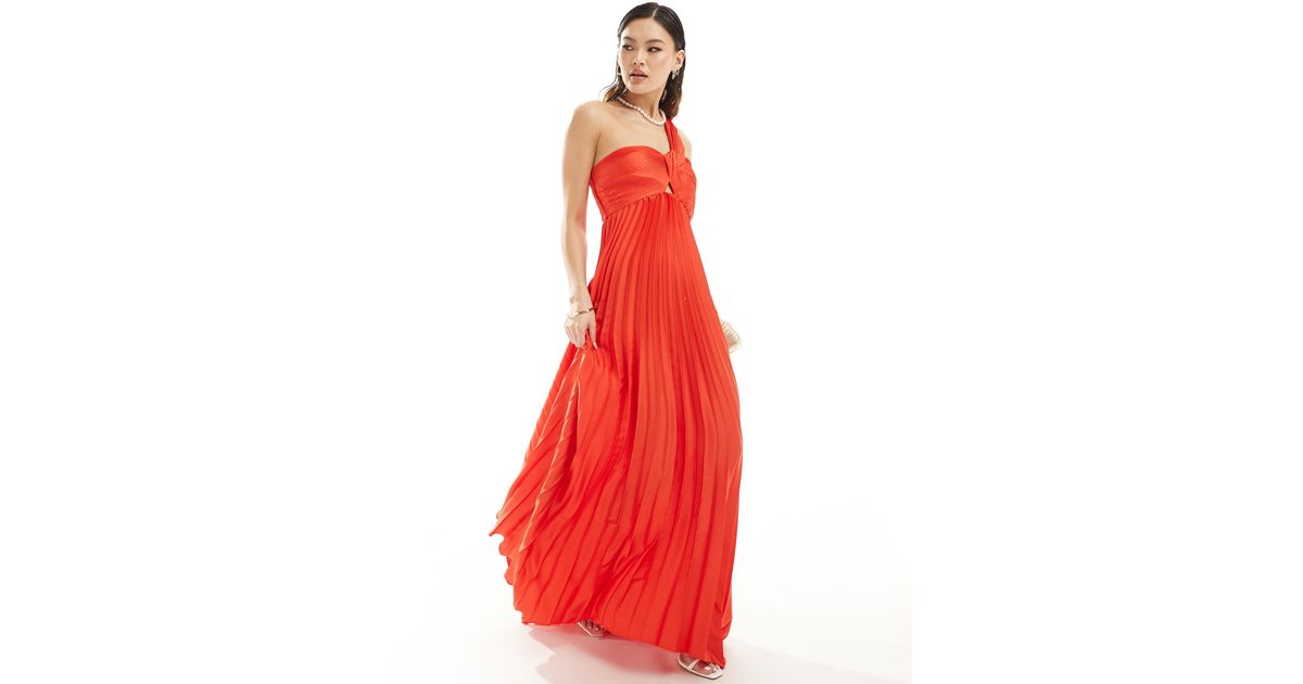 mango red dress one shoulder Mango one shoulder midi dress in red