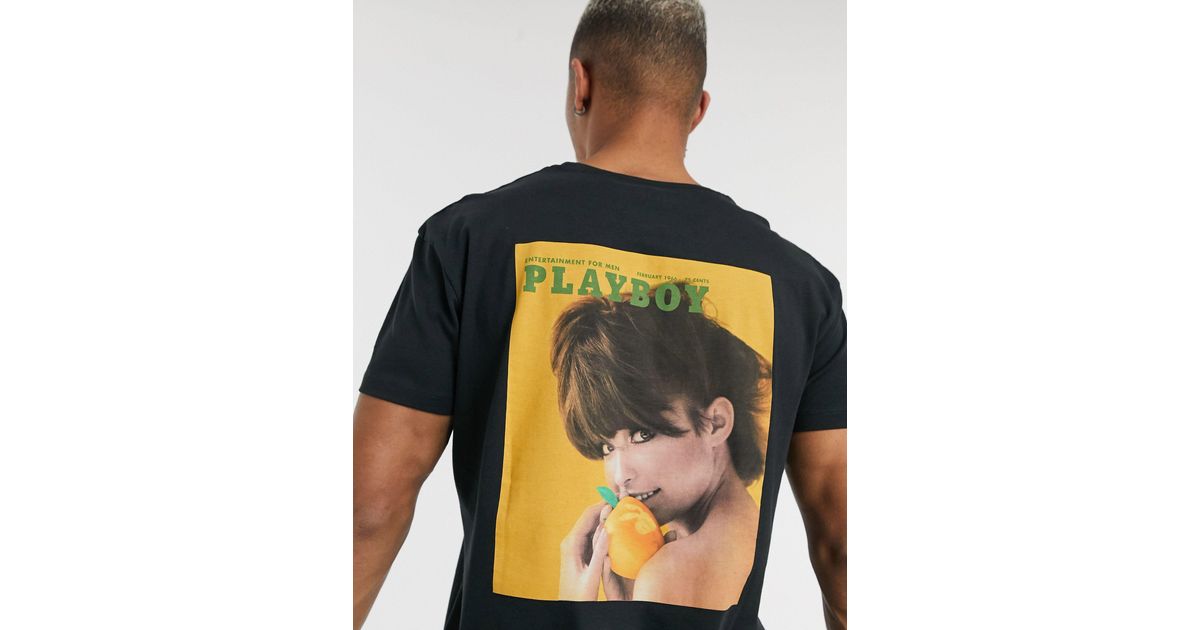 Jack \u0026 Jones Cotton Originals Playboy Back Print T-shirt in Black for Men -  Lyst