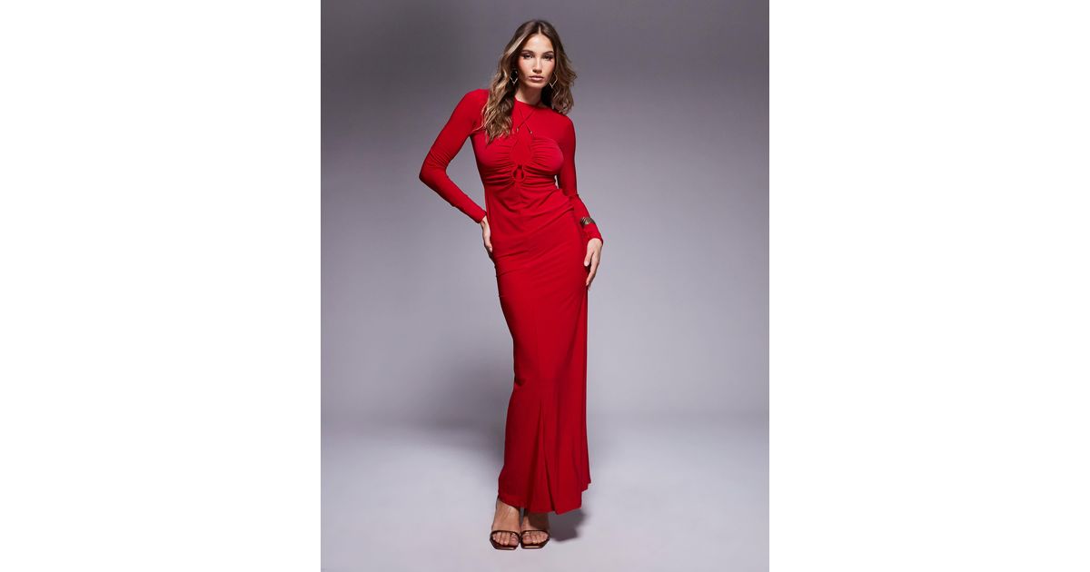 slim fit dress slacks Red and Gold Ball Gown prom dress with Long Sleeves Wedding gown WD750 –  Siaoryne main image 0